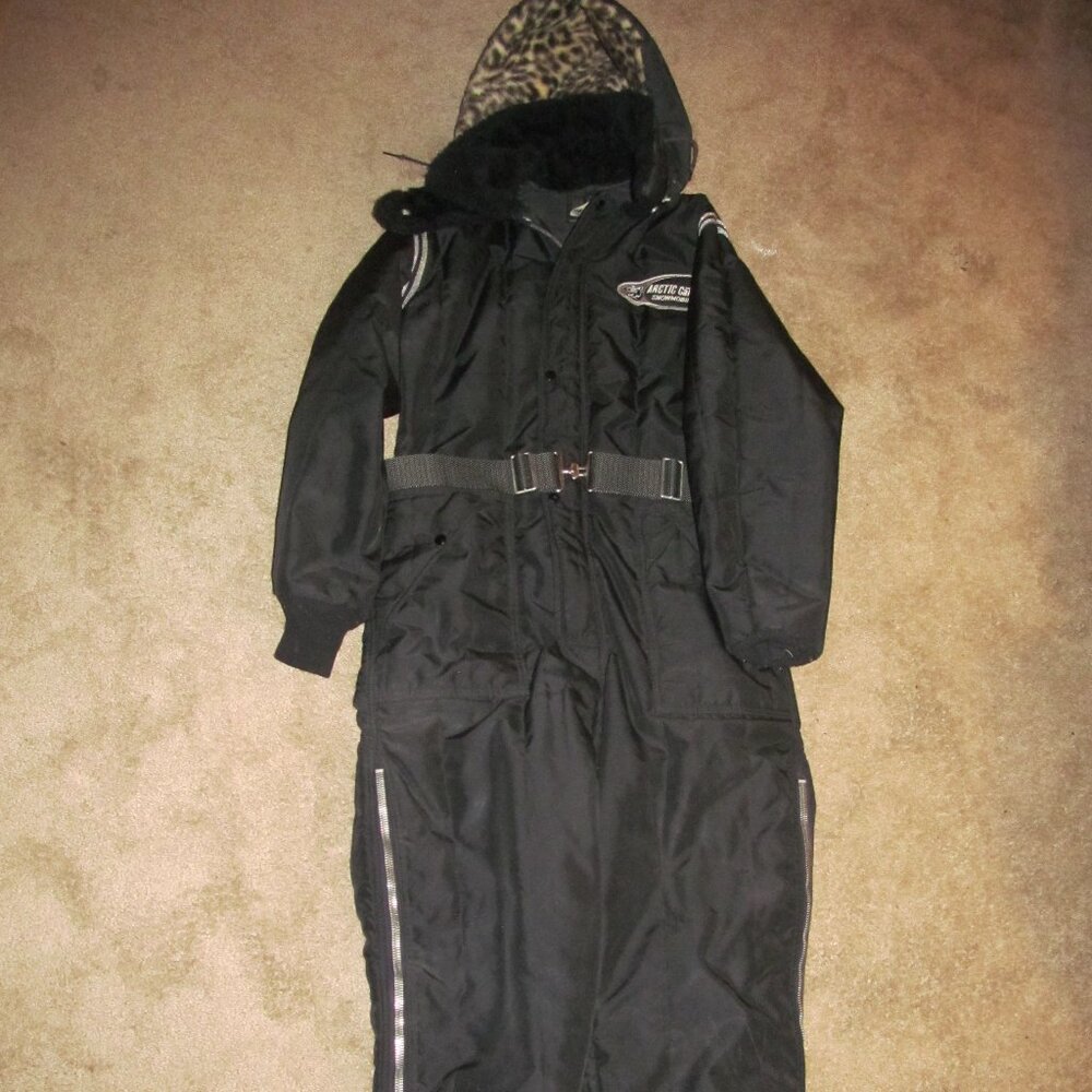 Vintage Arctic Cat Snowmobile Snowmobile Suit Black/Silver/Leopard Womens Size 5